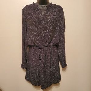 Black and White Long-sleeved Dress